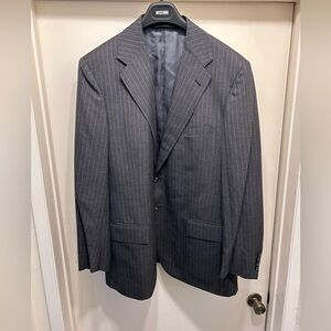 Polo Ralph Lauren Blazer Suit Jacket Sport Coat Cashmere Wool Italy 46R Stripes